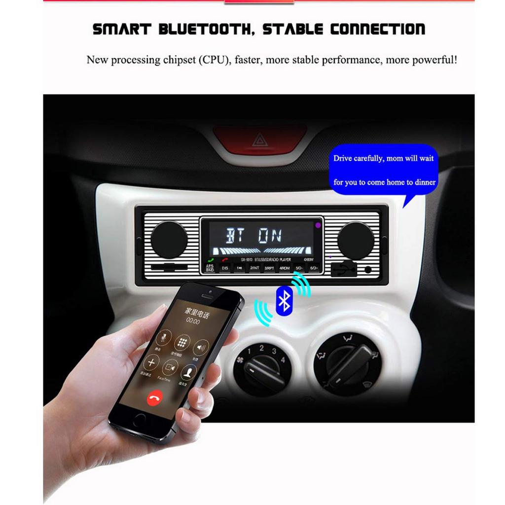 1din 5513 Car MP3 Player with FM Modulator, Bluetooth Music, Vintage Audio, USB Stereo Radio with AUX Function, Hands-Free AUX