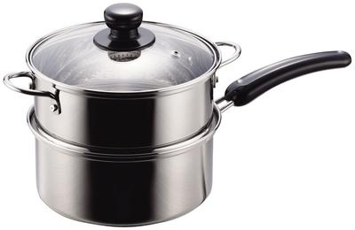 Pearl Metal NEW Danran Stainless Steel Steamer with Glass Lid 18cm One-handed 2-tier H-5874