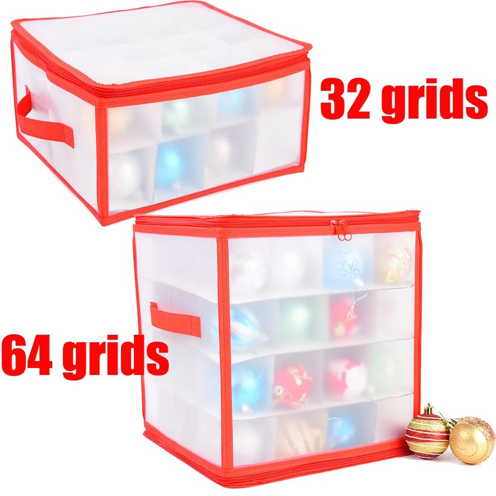 PP Christmas Ornament Storage Box with Zipper Tote Box Store Up 3-inch Christmas Ornaments Xmas Ball Storage