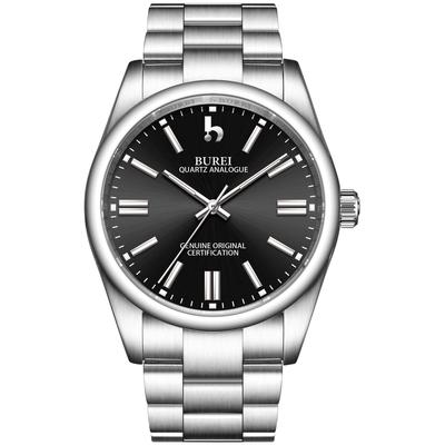 Armbanduhr Analog Wasserdicht Quarz Paaruhr Beliebte Einfache Silber Schwarz Leuchtende Uhr [BUREI] Herren