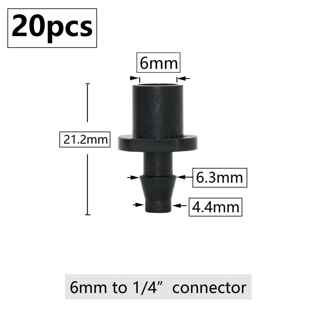 20pcs 3mm 4mm Garden Hose Barb Connector Drip Irrigation 1/4'' & 1/8'' Tube Hose Fitting Tees Cross Eng Plug Barb Accessories