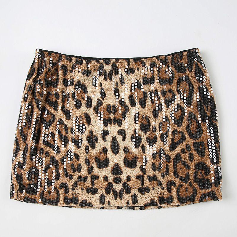 Sexy Shortts2025 Summer New Foreign Trade Women Leopard Print Print Sequins Tight Gyaru Sexy hot pants