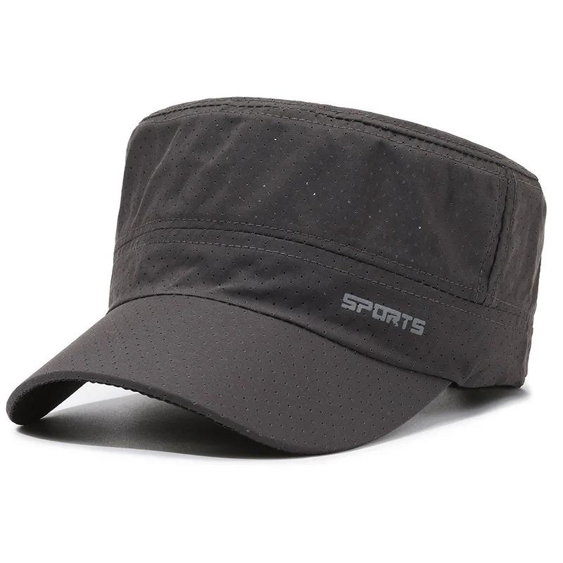 Letnie czapki przeciwsłoneczne z siateczki szybkoschnące czapki wojskowe dla mężczyzn oddychające czapki z daszkiem czapka przeciwsłoneczna na zewnątrz czapka przeciwsłoneczne czapka do ćwiczeń czapka z płaską górą czapka chroniąca przed słońcem