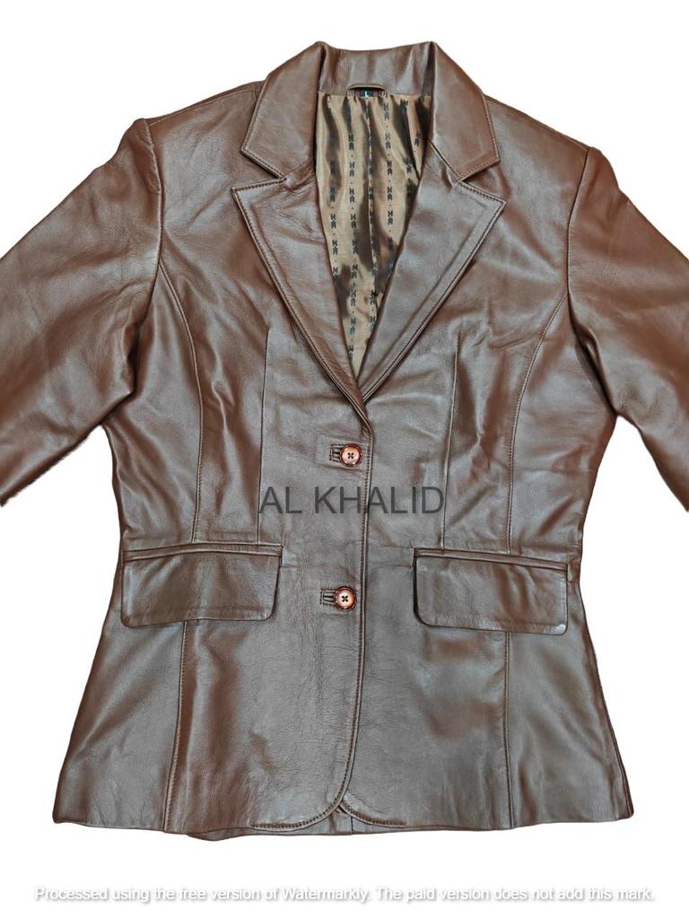Classic Blazer Women's Lambskin Leather Casual Brown Genuine Stylish Handmade