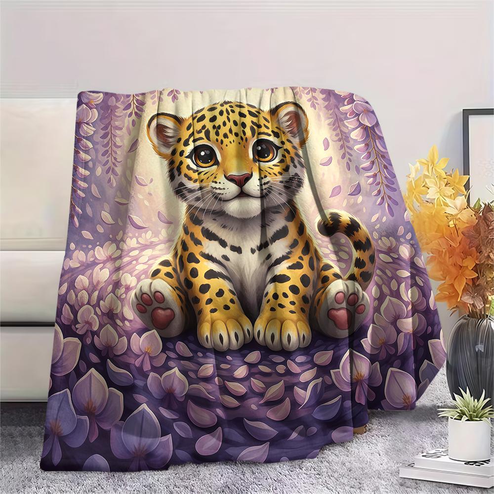 1Pc Cartoon Print Flannel Blanket, High Quality Comfortable for All Seasons, Home Decor, Warmth and Comfort, Perfect for Christmas Birthday Gift