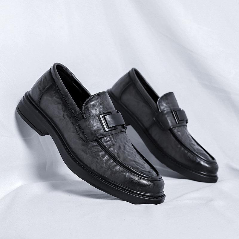 Summer men's leather soft-faced leather shoes wedding dress business casual one-pedal foot cover lazy shoes 21016-R