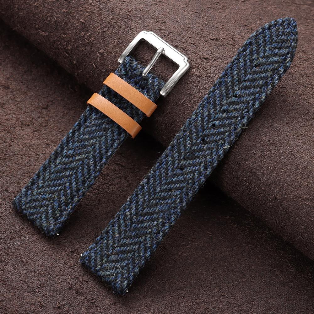 Echtes Leder Nylon Uhrenarmband 18mm 20mm 22mm Universelle Uhrenarmbänder Herren Damen Vintage Gewebe Schnellverschluss Armband Armband