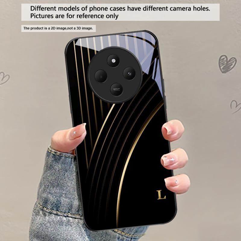 

Elegant letter S M R For Redmi Note 14 Pro+ 13 Pro 8 9 9S 12S 10 Pro 11 12 13C 14C A3 12 13 K60 Ultra Black Glass Phone Case Redmi A3