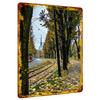European Autumn Street View Metal Wall Art Vintage Handpainted Home Decor Painting