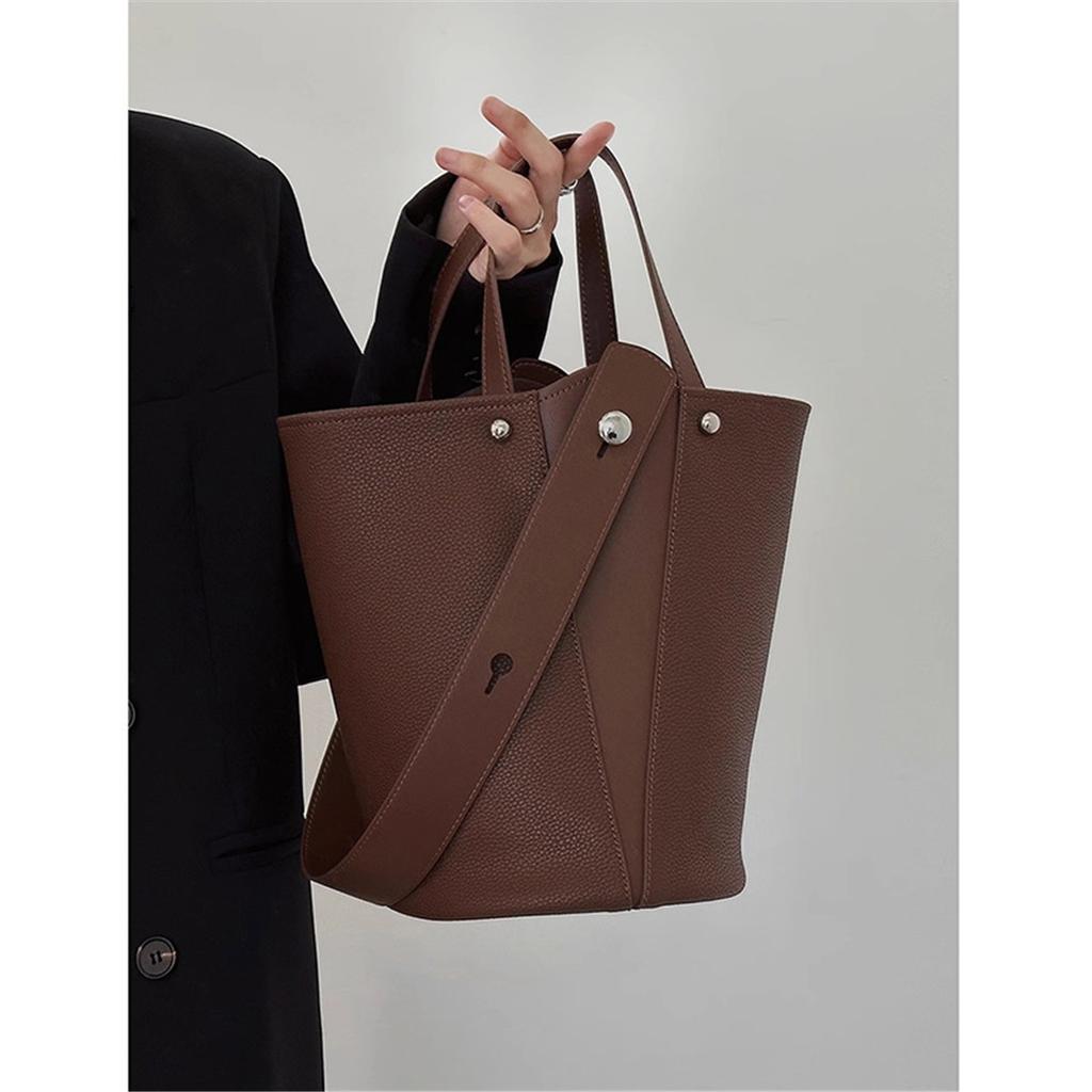 Lila Eimer Tasche Tasche Damen Textur Große Kapazität Fauler Stil Pendler Gemüsekorb Schultertasche Henkeltasche