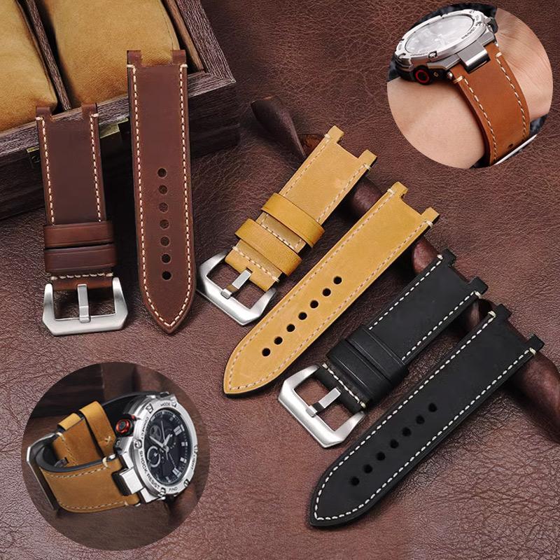 For Casio G-SHOCK series men's watchband Steel Heart GST-B100/S110/S310/W300/410/400g Vintage cowhide watch strap accessories