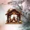 Christmas Pendant Ornament Jesus Family Prayer Scene Pendant Bright Colored Religious Symbol Pendant for Home Car