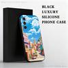 Stylized Houses Painting Phone Case For Samsung S 25,24,23,22,30,21,10,9,Ultra,Plus,Lite,FE,4,5 G Black Soft Case
