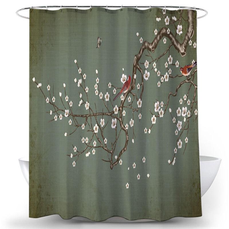 Flower and Bird Shower Curtain Waterproof Bathroom Decorative 3D Printed Fabric Decorative Shower Curtain cortina de la ducha