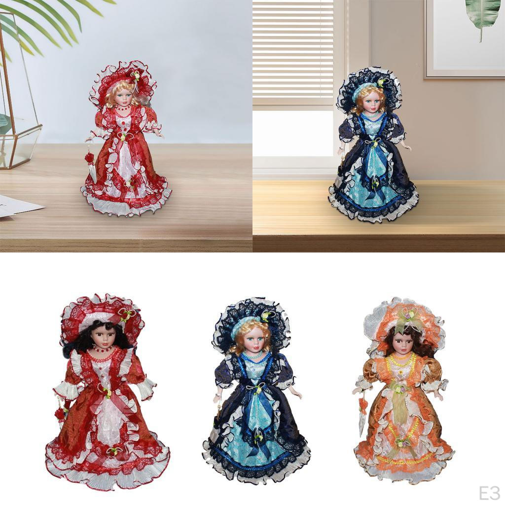 40cm Porcelain Miniature People,Elegant Dollhouse Collectible,Lady In Dress,Ceramic Doll,Model for