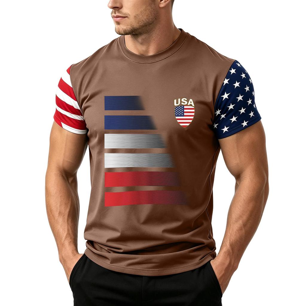Men’s Short Sleeve T Shirt with USA Flag Print Loose Fit Crew Neck Top Comfortable Summer Casual Daily Wear for Men
