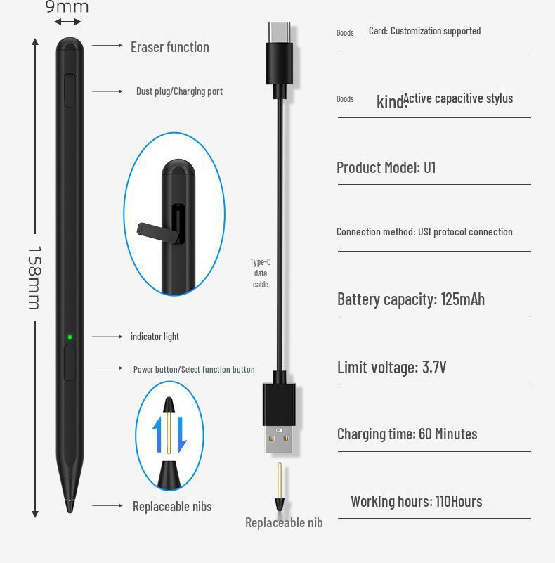 USI 2.0 Stylus for Chromebook & Fire Max 11 - Anti-MisTouch