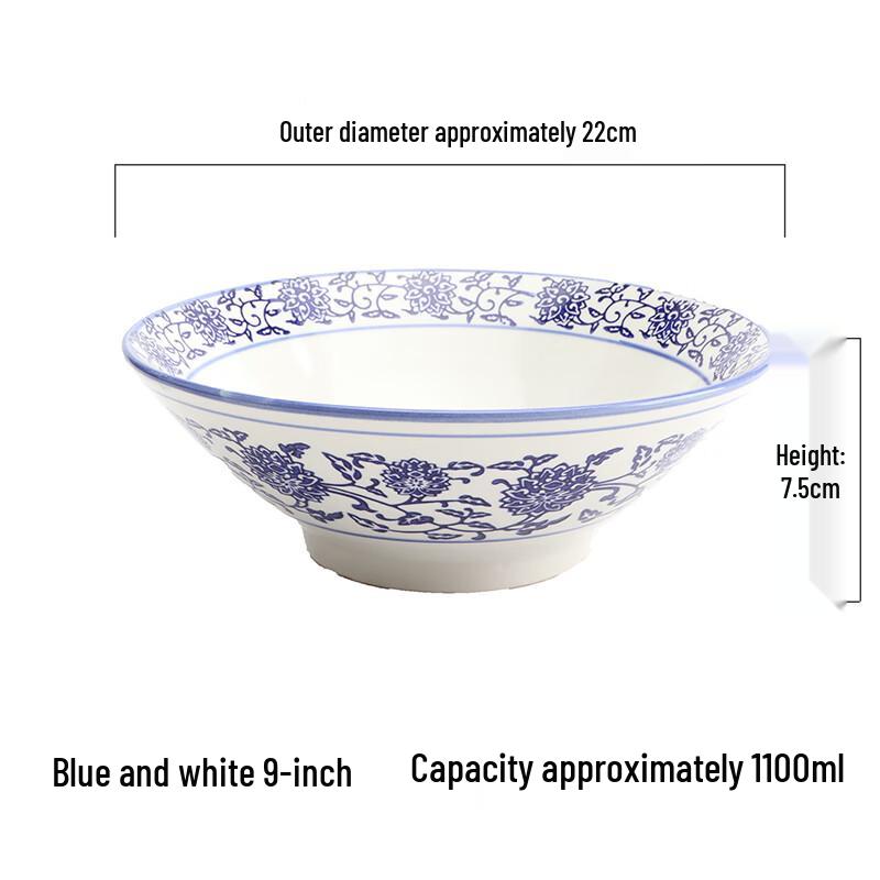 Chinese Blue and White Porcelain Noodle Bowl