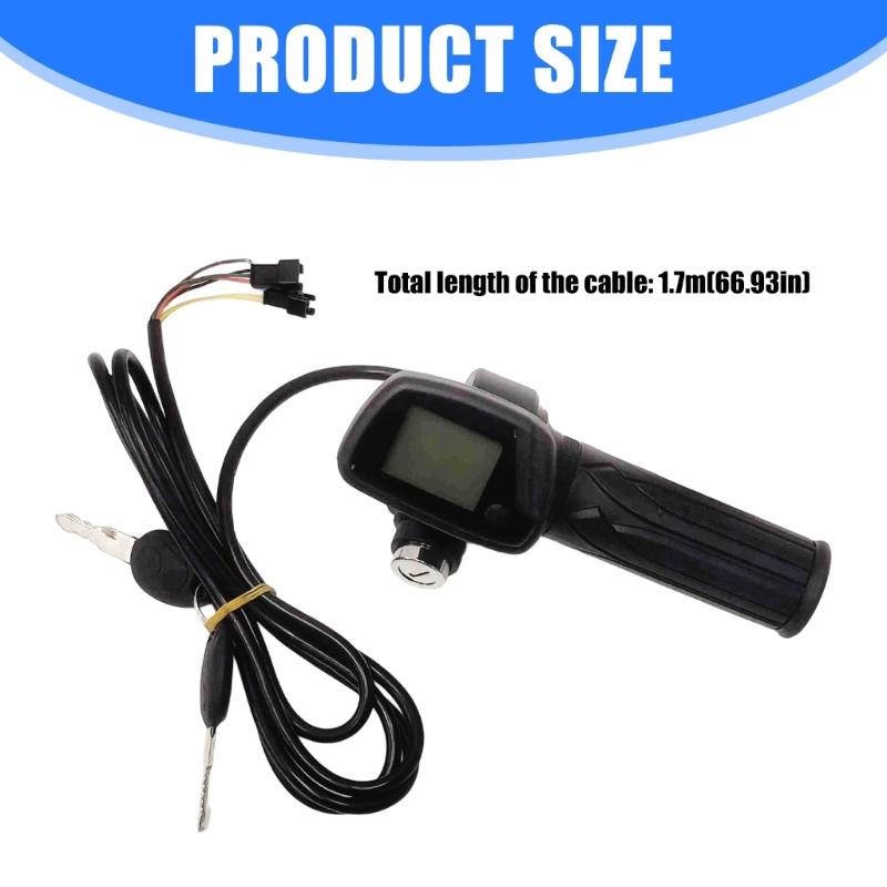 Lithium Powered Bike Throttle With Curved Speedometer Screen & Security Lock Mechanism Rubber Throttle Handle for Ride