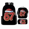Luxury Popular Cool Novelty 67 six seven 3D Print 3pcs/Set pupil School Bags Laptop Daypack Backpack Lunch bag Pencil Case