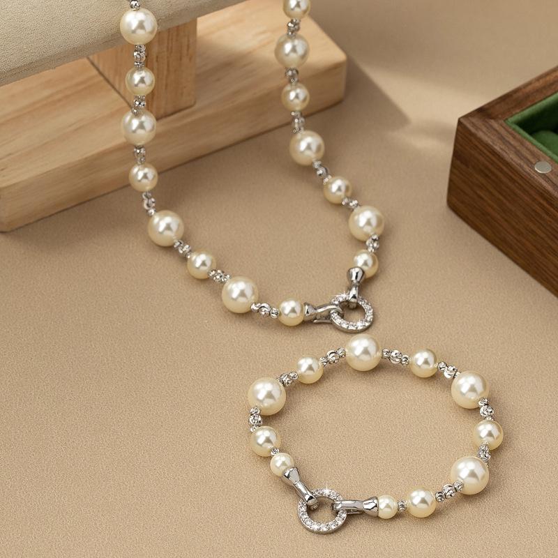 

Элегантное женское ожерелье из бусин из французского жемчуга, не тускнеющее - Минималистичное ювелирное изделие высокого класса для ключицы