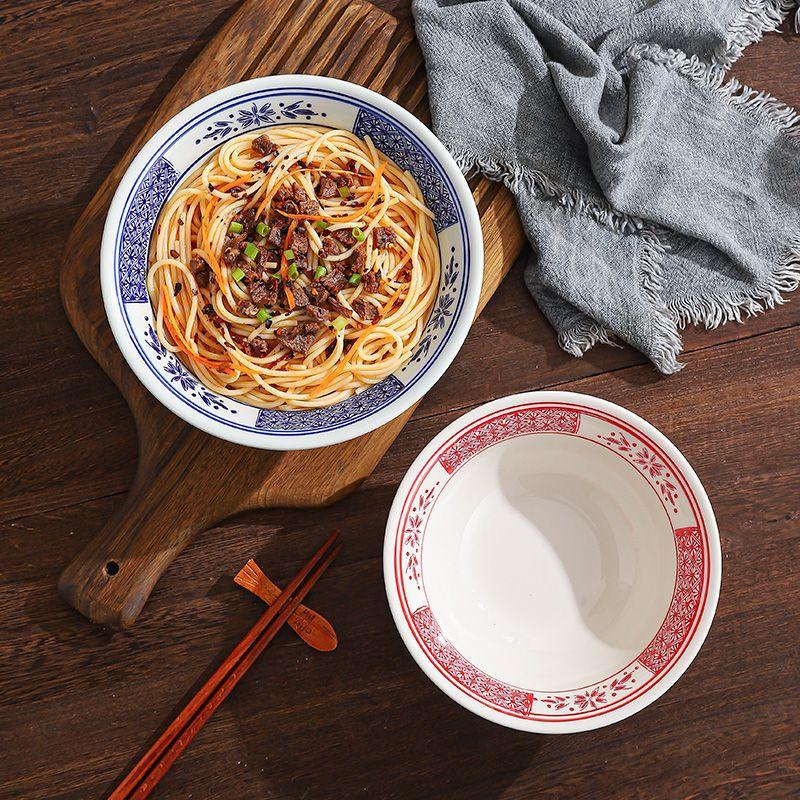 BEPAN 1pc Chinese Fuzi Household Noodle Bowl Special Lamian Noodles Soup Bowl Vintage Large Diameter Classical Style