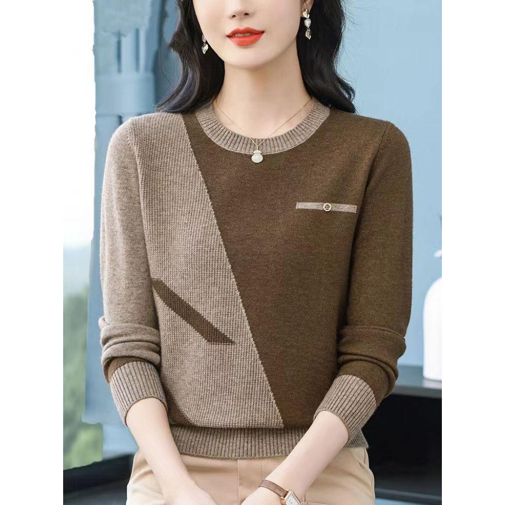 

Women s Clothing Vintage Fashion Knit Wool Pullovers Autumn Winter New Elegant Chic Patchwork O-neck Sweaters Lady All-match Top L дубильна кора