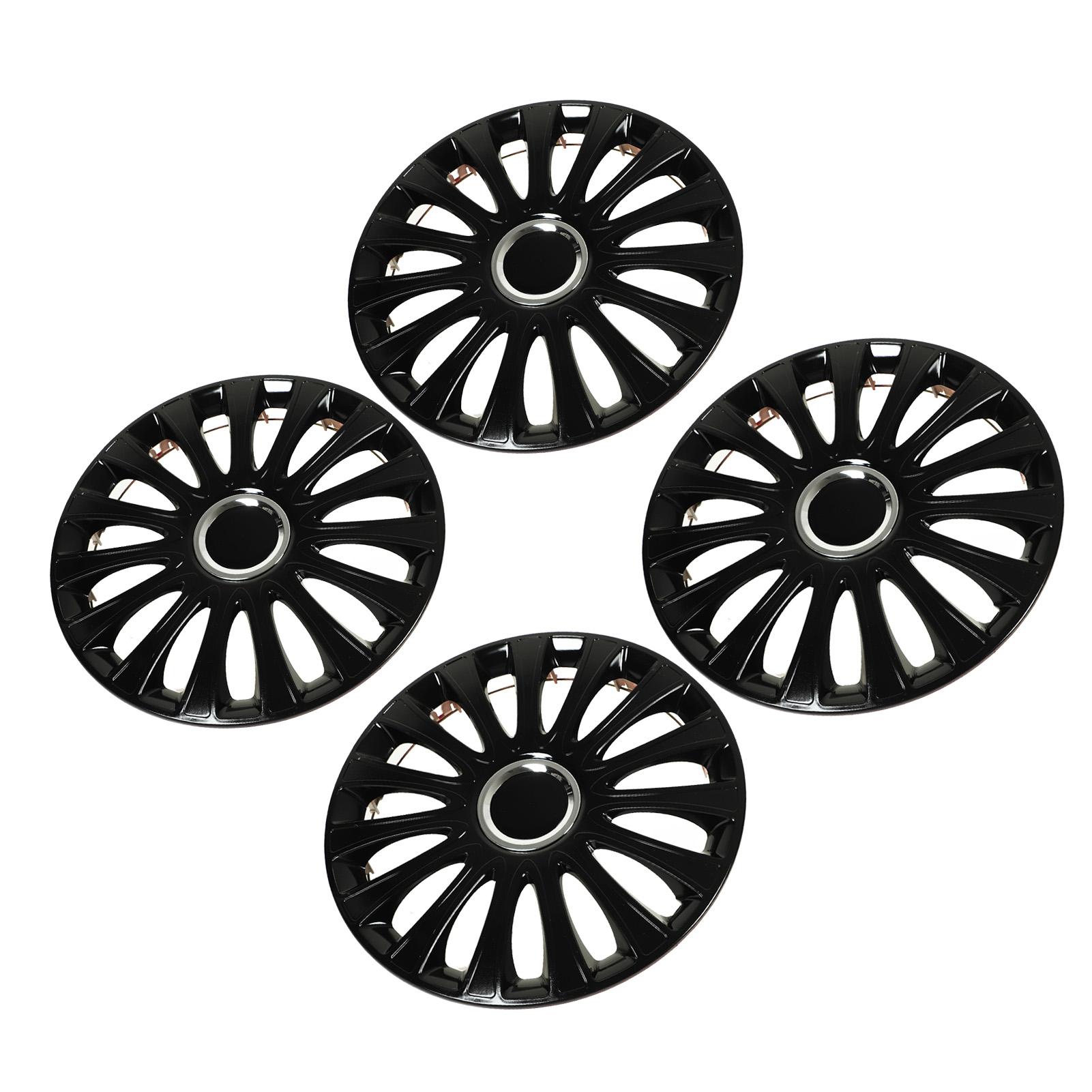 

4PCS 14in Wheel Hubcap Black High End Cool Sporty Wheel Rim Cover Trim Universal Fit for Most Cars