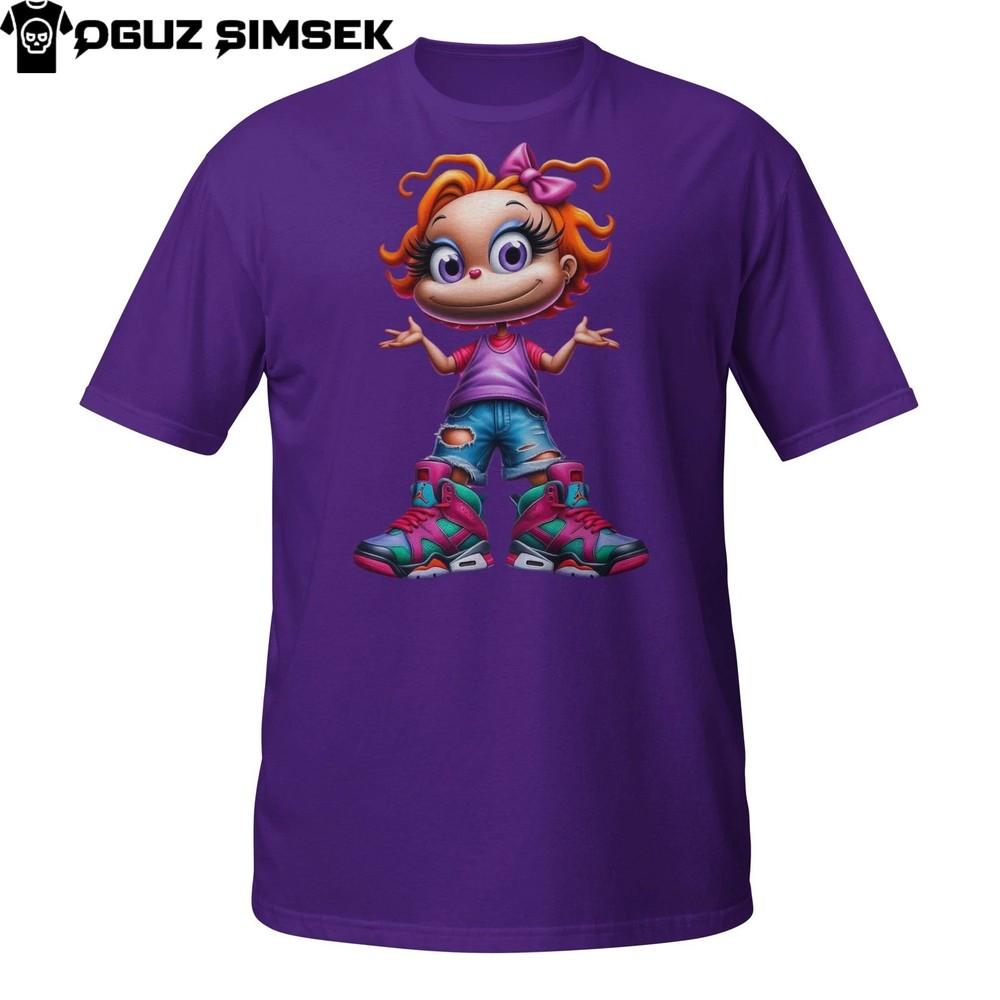 Chibi Girl Tee – Cute Cartoon Character with Big Sneakers and Shrug Pose
