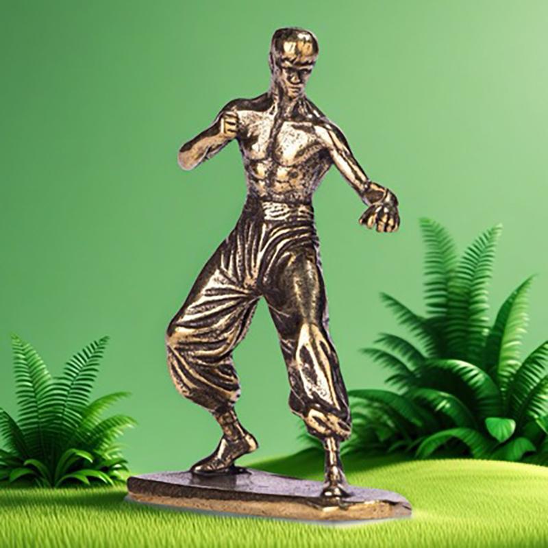 Brass Kung Fu Martial Artist Statue Multi-Functional Room Decor Movie Themed Collection Indoor Scene Decoration