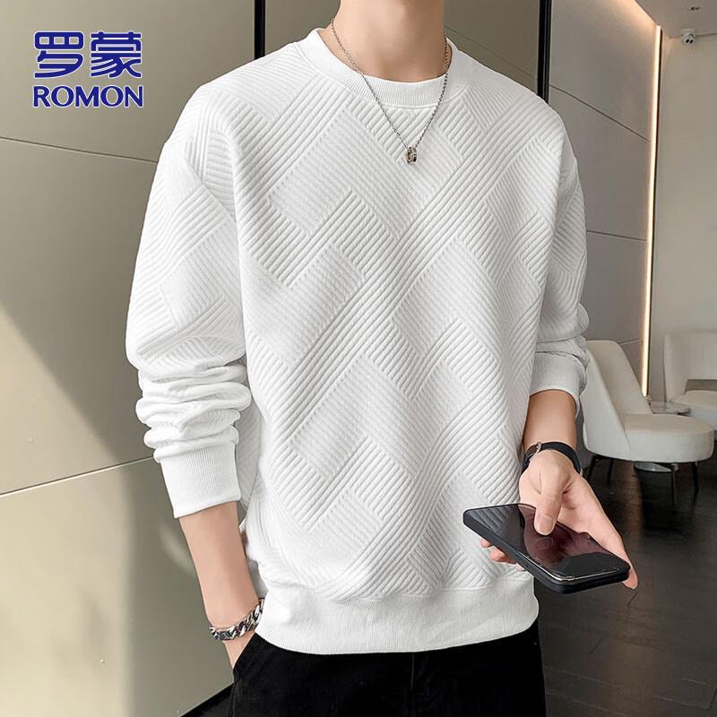 ROMON Men's Autumn/Winter Casual Long Sleeve Crewneck Sweatshirt