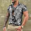 T-shirt con tatuaggio estivo Camicie hawaiane da uomo Marca Manica corta Top Magliette Camicetta casual da uomo Moda Camisas De Hombre Abbigliamento