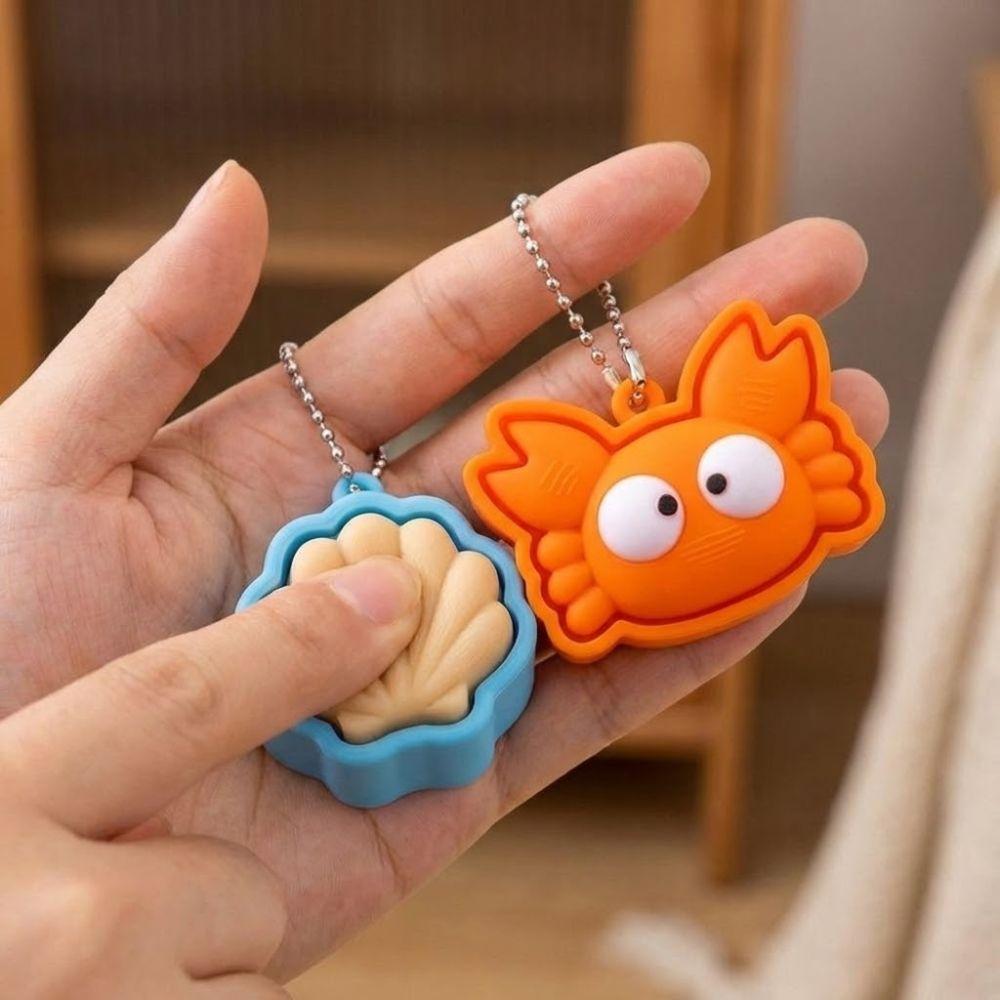 Cute Animal Turtle Clicker Keychain Mini Shell Crab 3D Printed Keychain Clicker Mechanism Plastic Fidget Sensory for Adults
