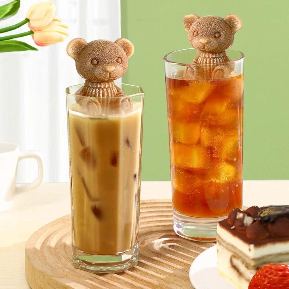 Four Grid Bear Ice Cube Mold Food Grade Ice Bear Model Making Artifact Ice Cream Mold  Frozen