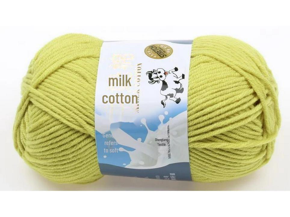 5-Strand Milk Cotton Baby Wool Hat & Scarf Hand-Woven Medium-Thick Yarn Set