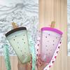 1pcs Watermelon Water Bottle Portable with Adjustable Strap Straw Cup Fashion Design ABS Material Leak Proof for Outdoor Sports
