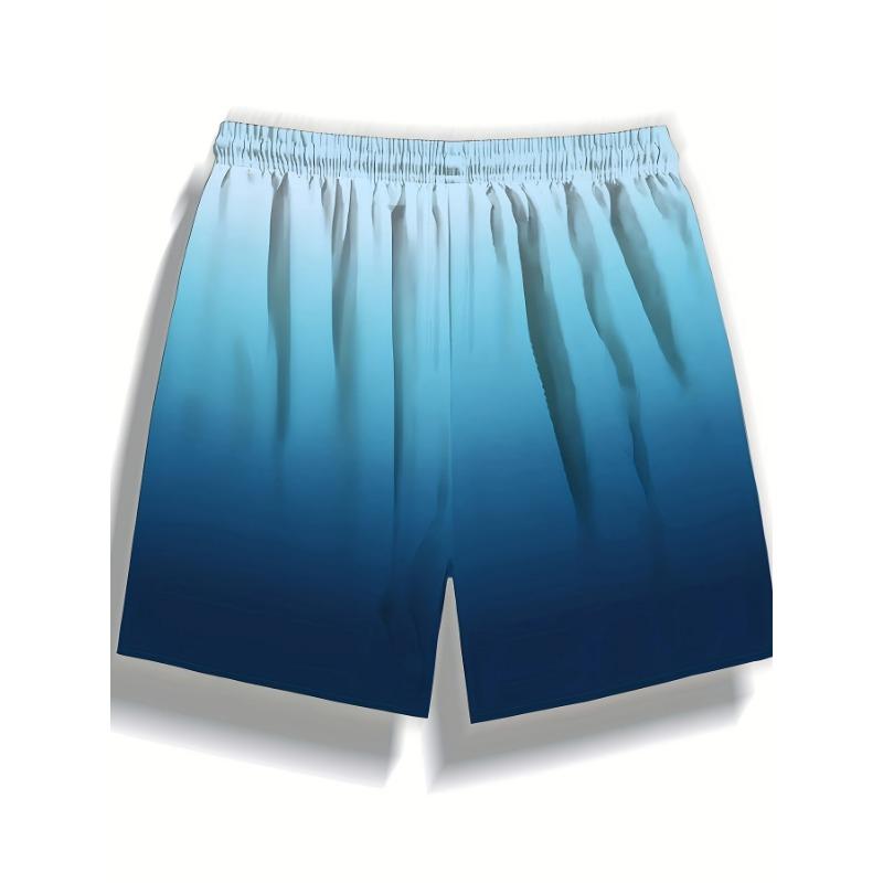 Gradient print men's casual fashion sports shorts loose and comfortable gym men's swimwear beach shorts