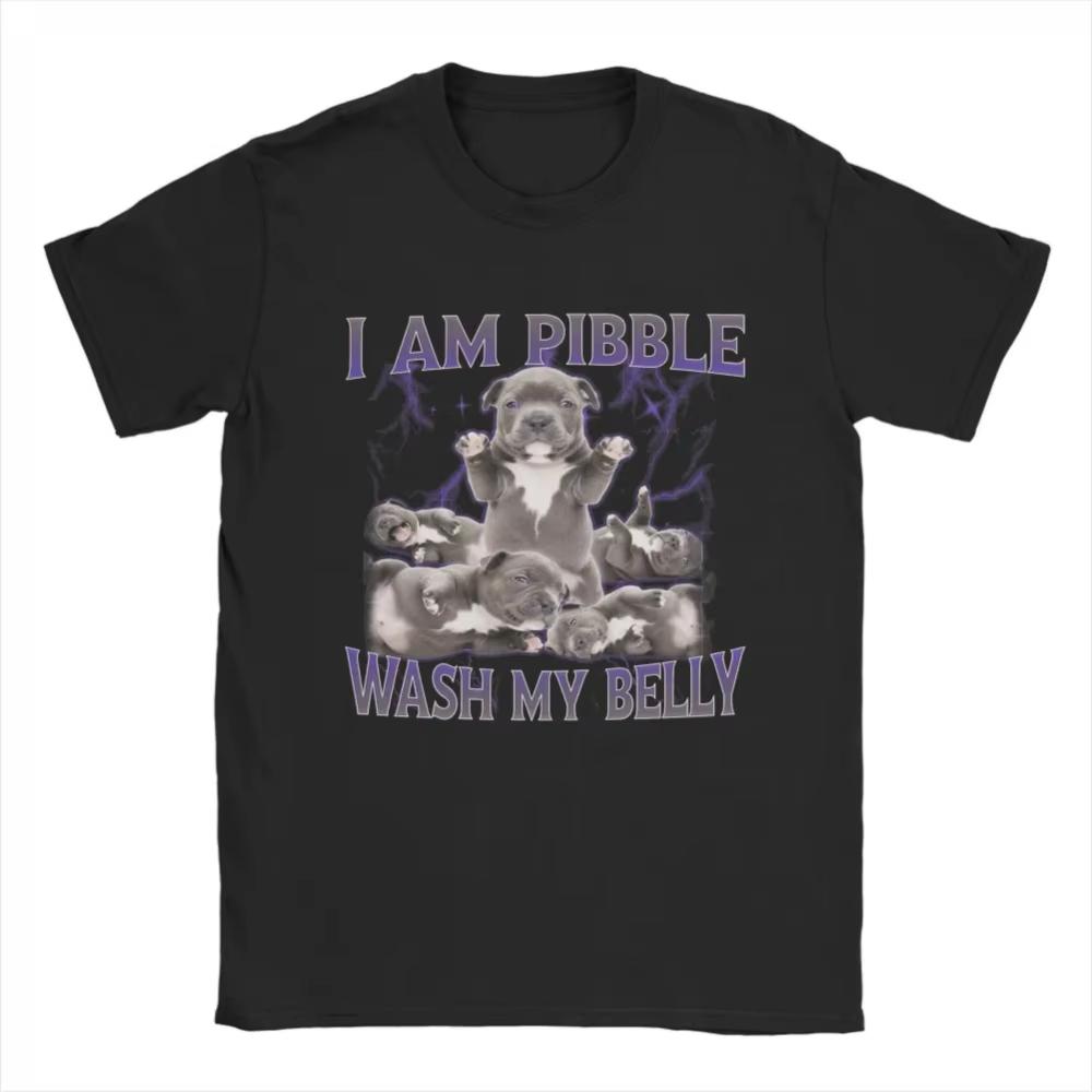 

Humorous Pibble Dog Puppy Bath Clean My Belly Meme T-Shirt for Men Crewneck Tee with Short Sleeves Casual Tee Casual Cotton T... S разноцветный