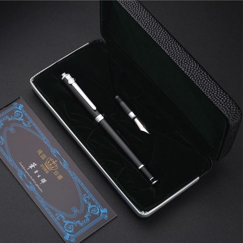 Duke Black And Silver Carbon Fiber Bent Nib Calligraphy 0.8MM & Fountain Pen For Writing Pen GFP015