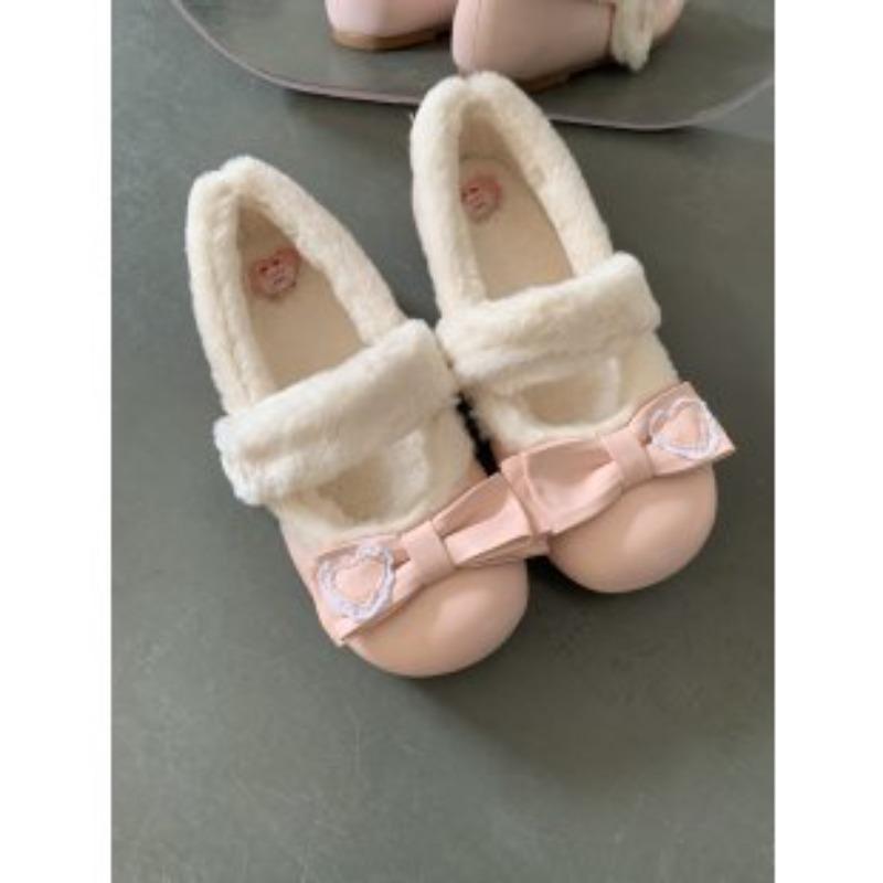 

Милые туфли для девочки на толстой подошве с круглым носком из кожи с флисом 35 розовый