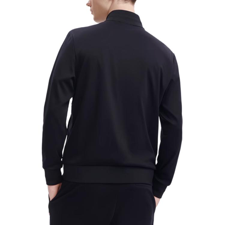 Fila Solid Color Logo Label Stand Collar Casual Long Sleeve Jacket Men Jackets Black F11M328501F-BK