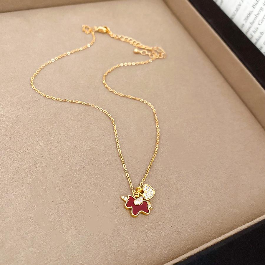 Zircon pony necklace bracelet natal year daily versatile jewelry set light luxury jewelry