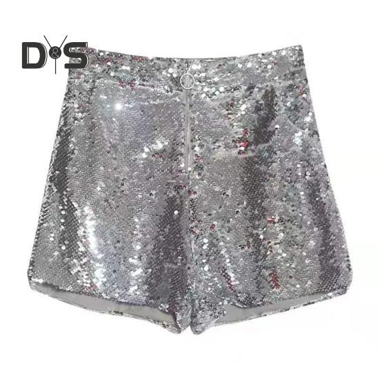 Pantalones cortos sexis con lentejuelas brillantes para mujer, pantalones cortos ajustados con cintura alta y cierre de aro en O, pantalones cortos para fiestas, clubes, festivales y bailes