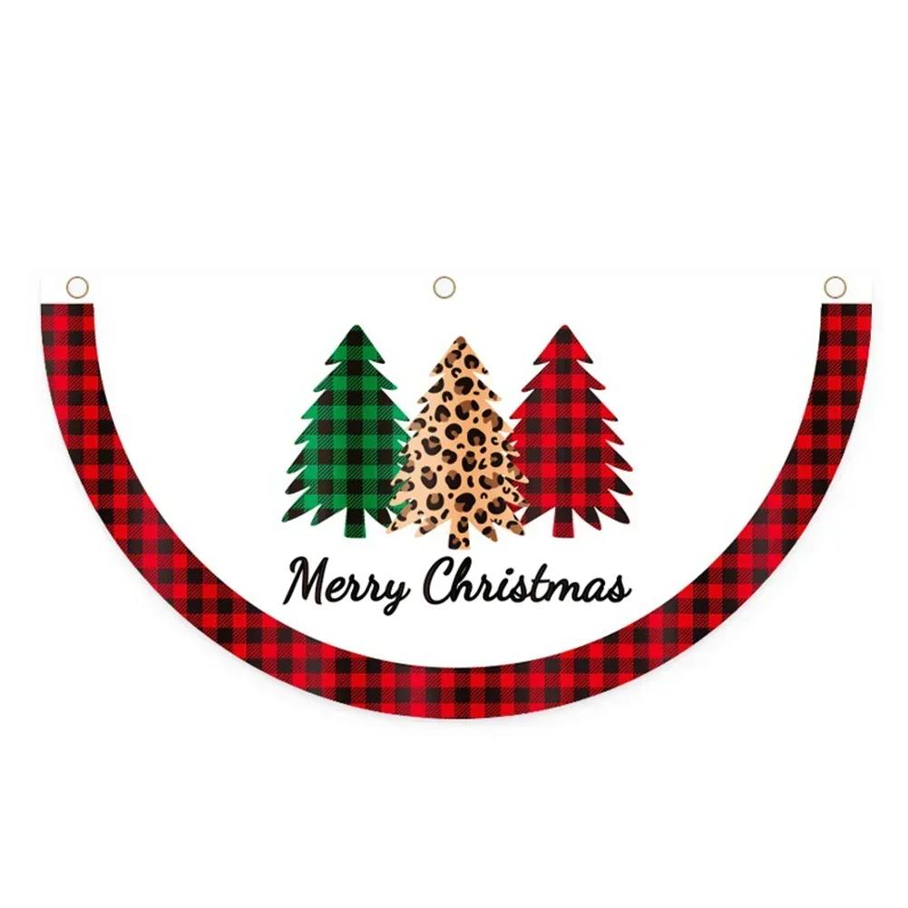 Christmas Outdoor Fan-Shaped Flag Banner Christmas Decor For Home 2026 Christmas Drop Ornament Xmas Navidad Gift New Year