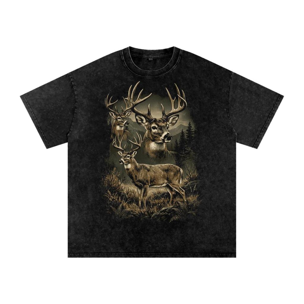 Deer Hunting | Snow Washed Oversized Cotton T-Shirt and kids shirt