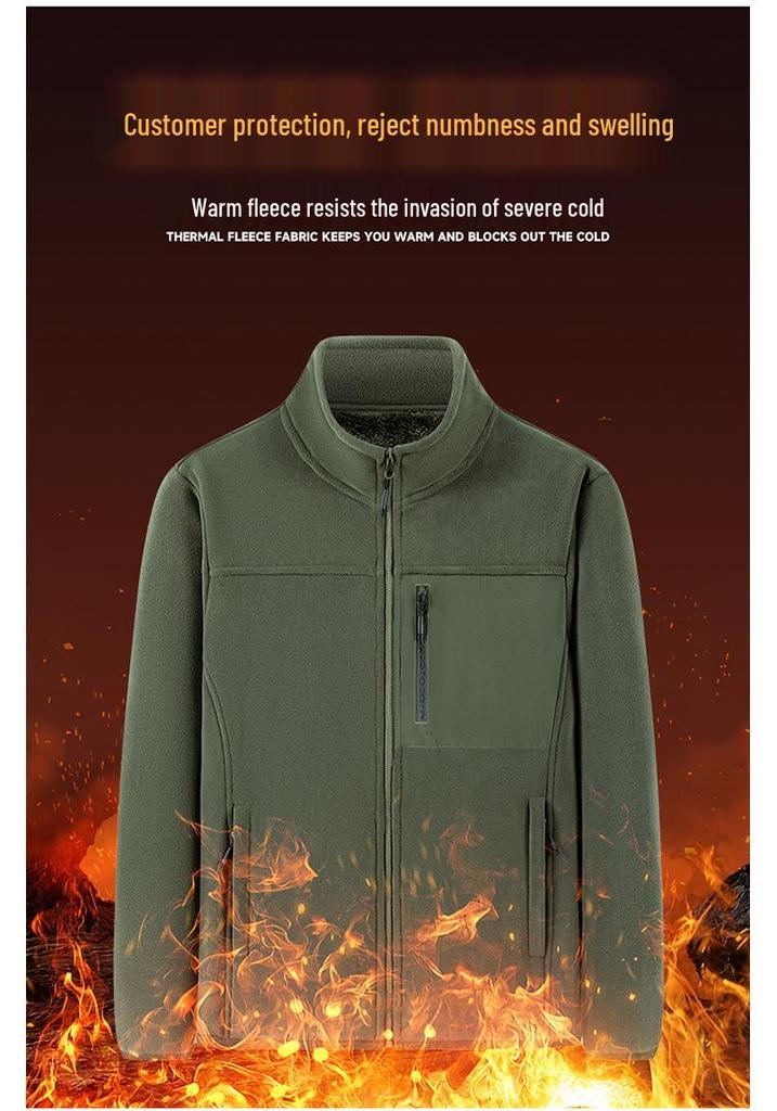 2025 Men's Autumn Winter Thick Velvet Dad Jacket - Loose Fit Cotton Top