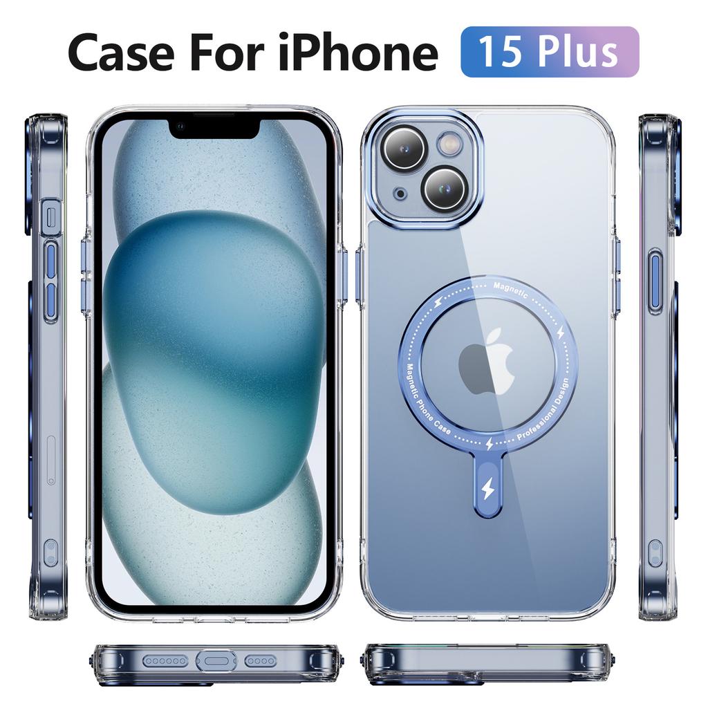 New Magnetic Phone Case for Apple 17promax Transparent Acrylic Reinforced Magnetic Ring Phone Case