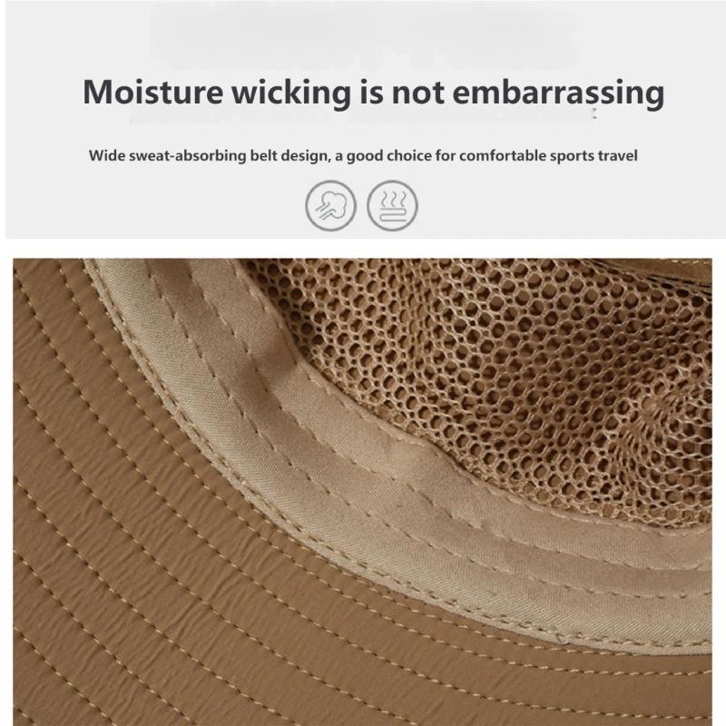 Adjustable Wide Brims Sun Hat For Men With Removable Top Panel Breathable Outdoor Fishing Cap Sun Protections