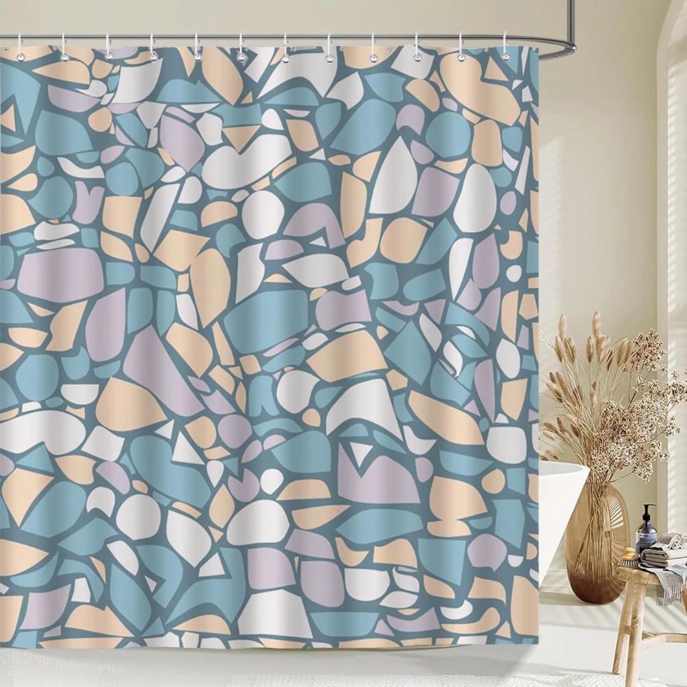 Modern Nordic Mosaic Pattern Shower Curtains Bathroom Polyester Bath Curtains Printing Shower Curtain Decor With Hooks Curtain