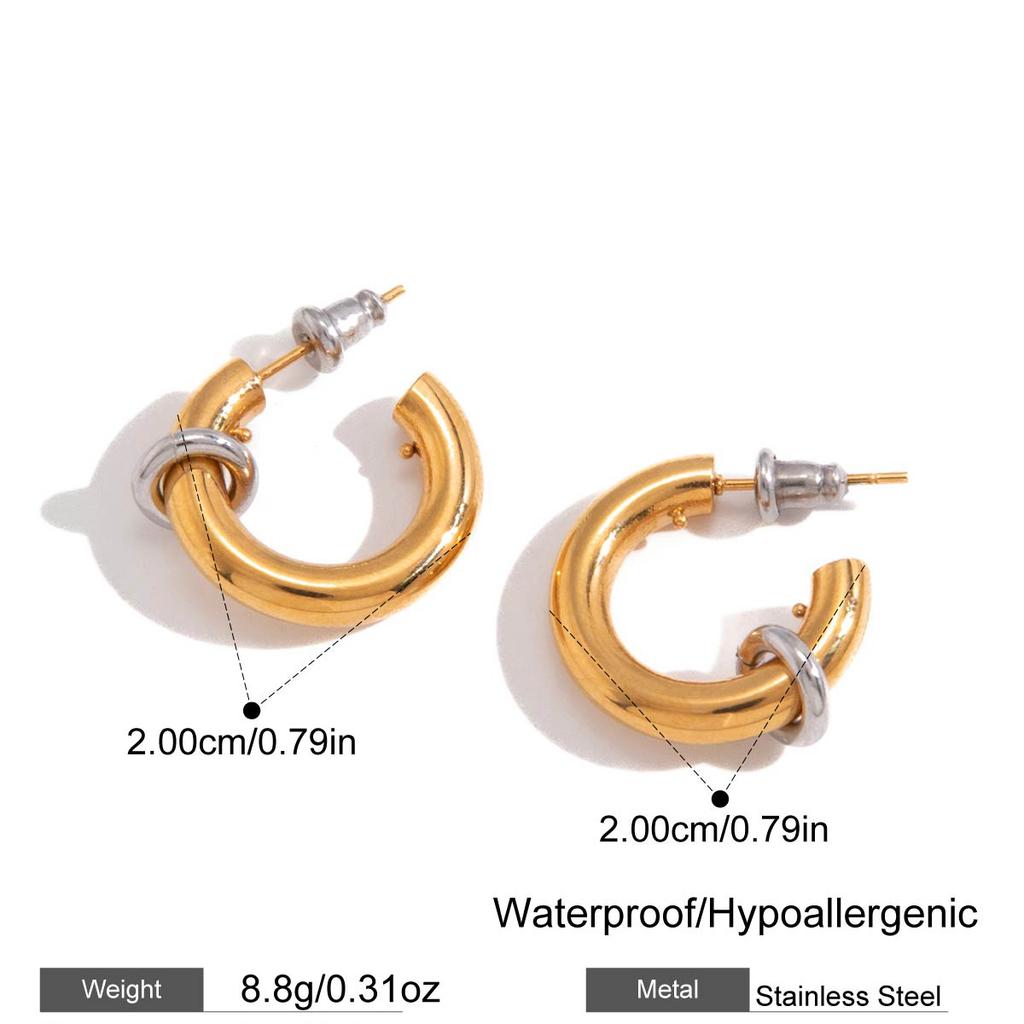  Statement Stainless Steel Geometric Simple C-shaped Earrings For Women Trendy Metal Texture 18 K Golden Accessories